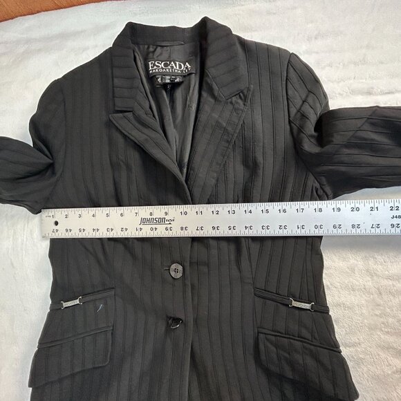 Escada Margaretha Ley Womens Pinstripe Blazer Jacket Size 42 Wool Blend Italy - Picture 7 of 9
